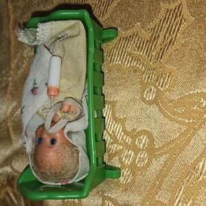 Sunshine Baby Sweets MATTEL Green Cradle, Doll, RARE Bottle EVC